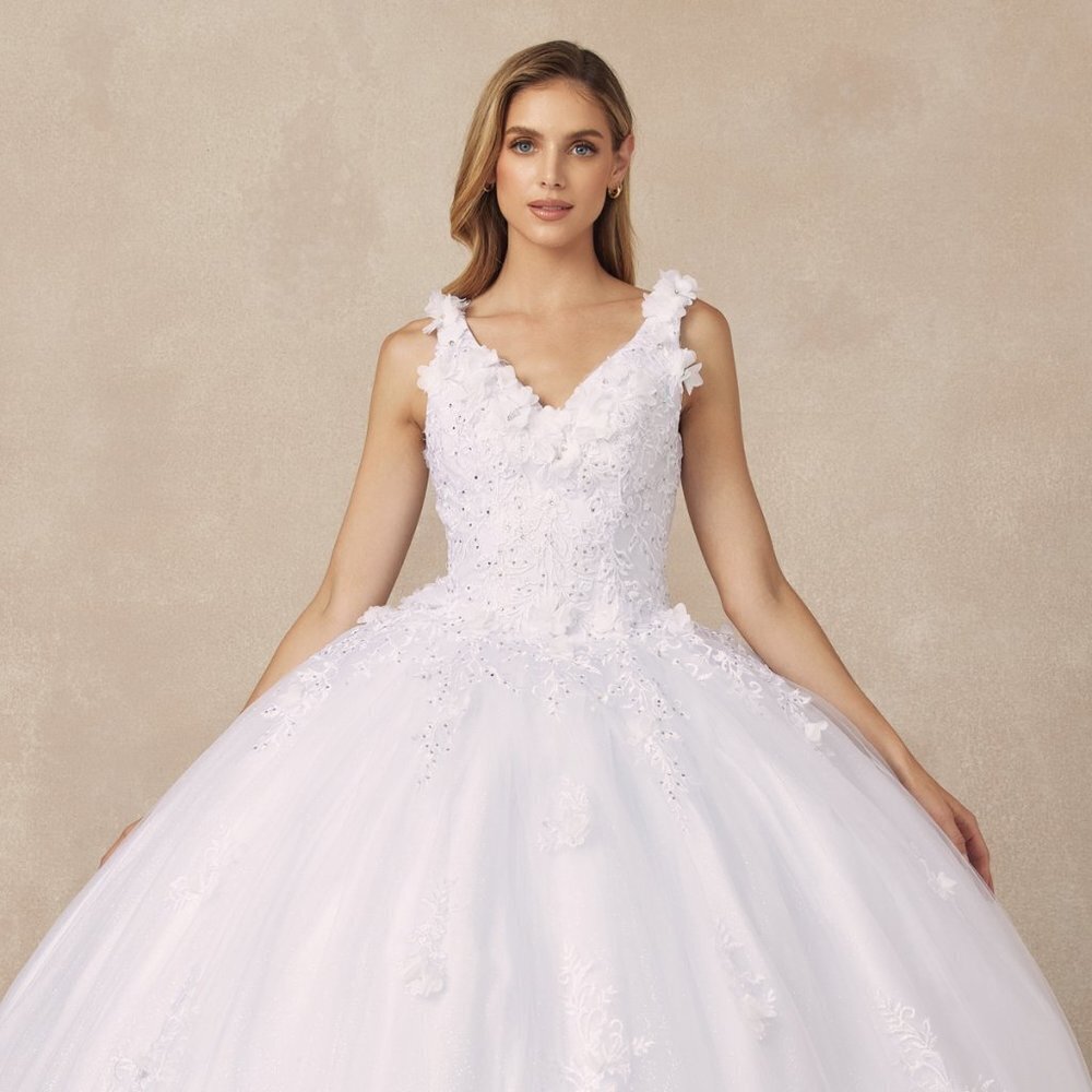 NEW LONG SLEEVELESS BALL GOWN EMBROIDERED WITH SPARKLING RHINESTONES JT 1437W